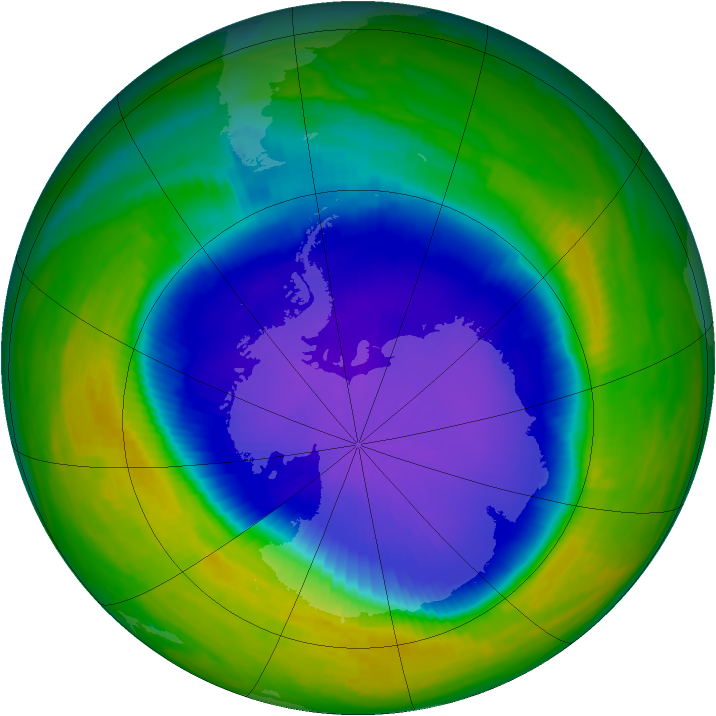 Antarctic ozone map for 20 October 1999